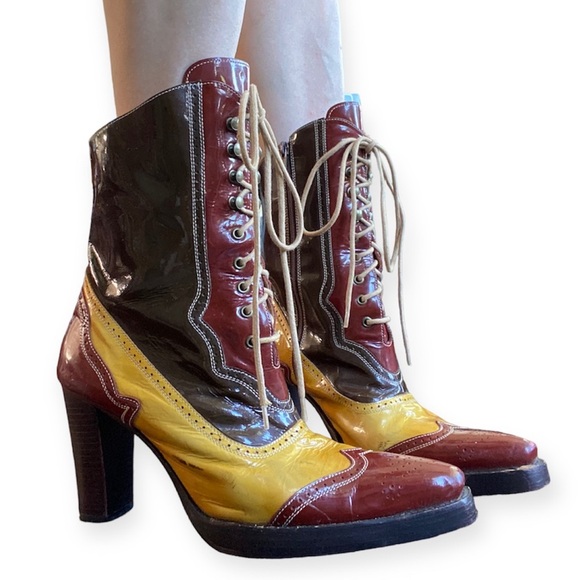 Charlie 1 Horse Sample Artisan Handcrafted Brazil Leather Multi Lace Up Heeled - Picture 3 of 14